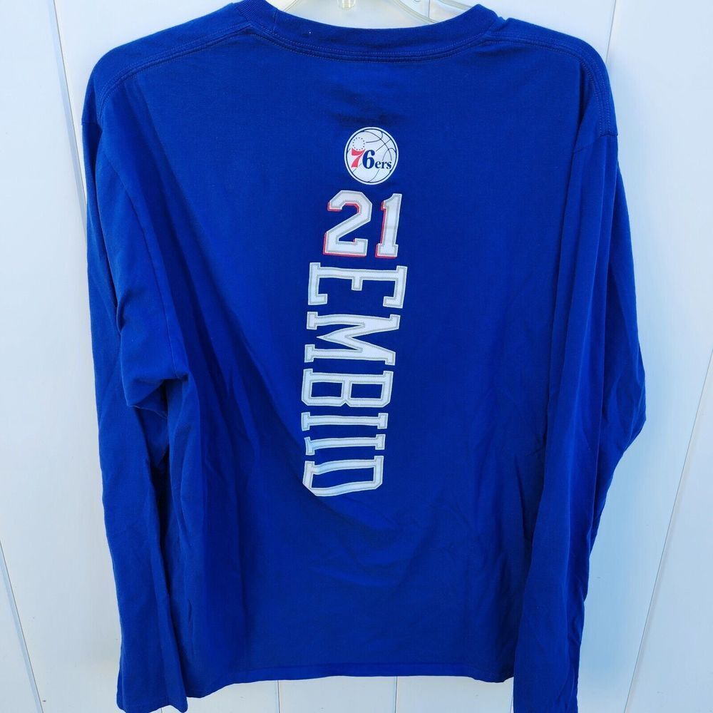 Fanatics Men’s Philadelphia 76ers Joel Embiid #21 Jersey T Shirt Size L …